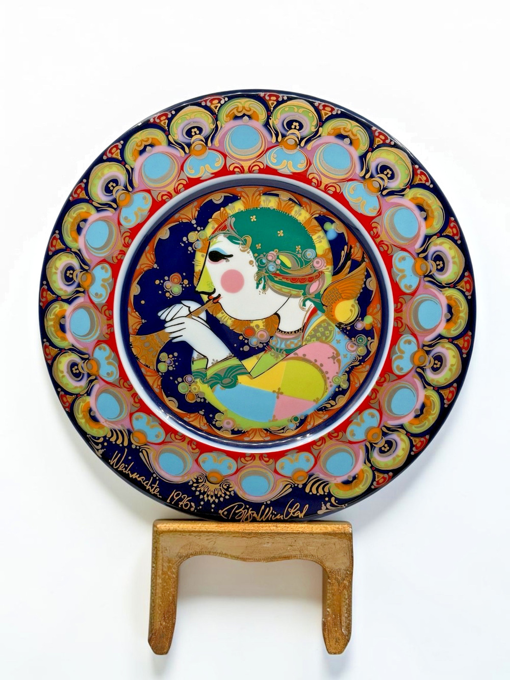 Rosenthal Bjorn Wiinblad 1976 Engel Mit Trompete Christmas Plate 11.25"